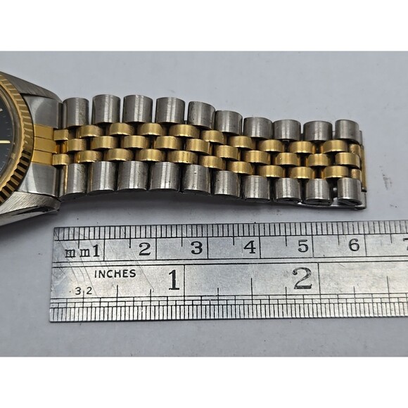 Dufonte Lucien Piccard Two Tone Quartz Watch Date Fluted Bezel Mens New Battery - Picture 9 of 11